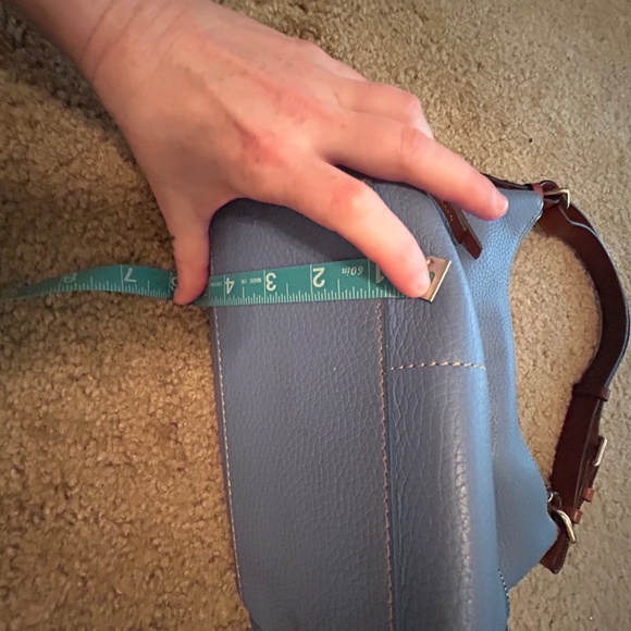 Dooney & Bourke Pebble Leather Sky Blue Shoulder Bag with Brown Accents - Picture 15 of 15